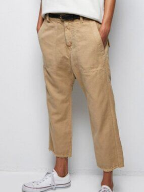 Nili Lotan Luna Pants Drop Crotch Linen Blend Trousers Size 2